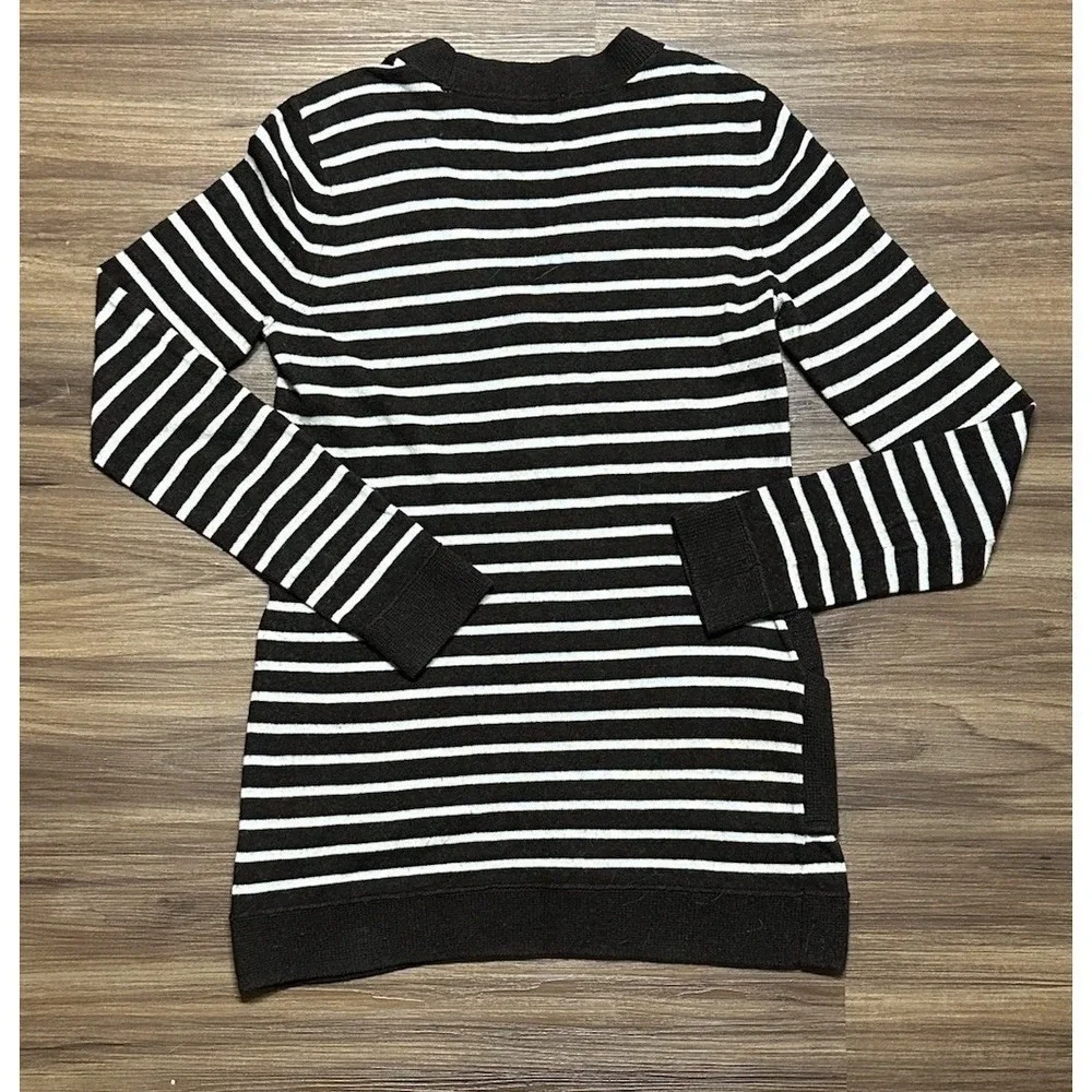 Tory Burch Felicia Tunic Striped Sweater Wool/Cashmere Blend Brown Sz XS